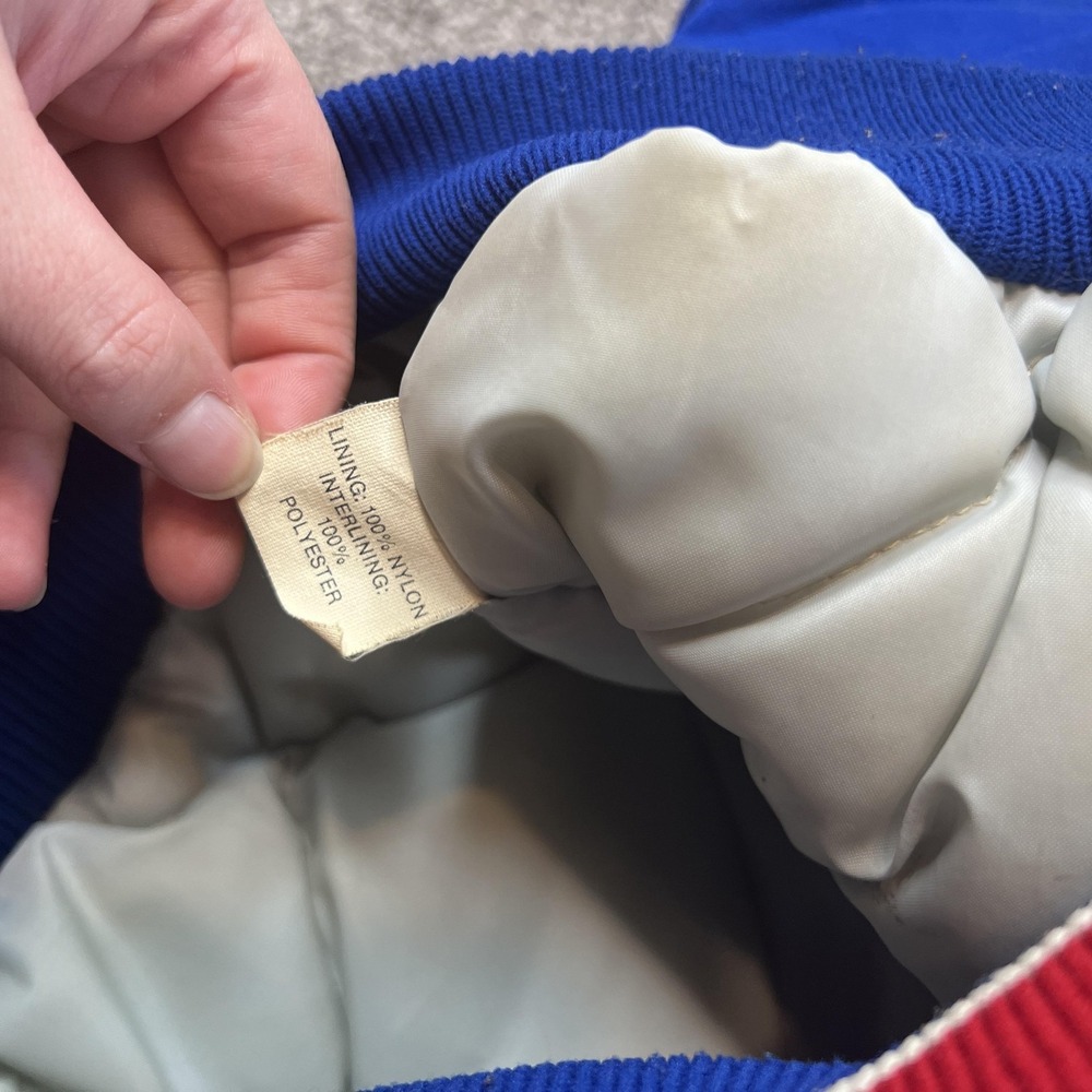 Vtg delong NFL Jacket Mens Large Blue NFL‎ Football Hooded Puffer Coat USA 80s - Picture 7 of 14